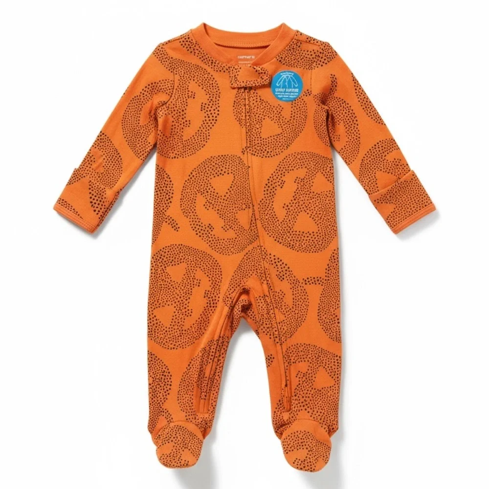 Carter’s Halloween Pumpkin Zip-Up Footed Sleep & Play Baby‎ Pajamas Cotton NWT